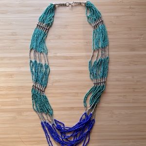 Blue/Teal Ombre Beaded Statement Necklace